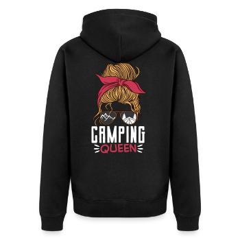 Tent Camper Outdoor Mom Girl - Unisex Premium Organic Zip Hoodie - black - Back - Nico (187cm)