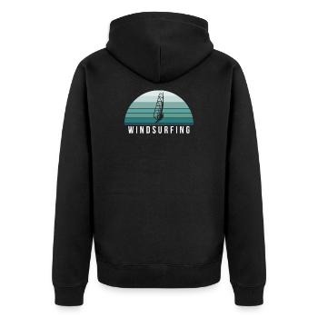 Vintage Retro Windsurfer Geschenk - Unisex Premium Bio Zip Hoodie - Schwarz - Hinten - Nico (187cm)