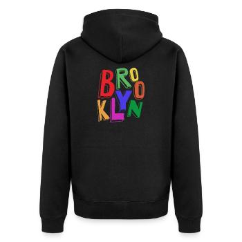 BROOKLYN COLOR - Unisex Premium Organic Zip Hoodie - black - Back - Nico (187cm)