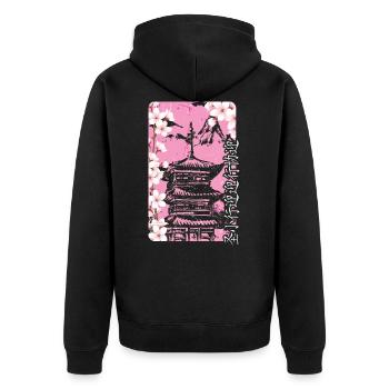 Japon Printemps Sakura - Veste à capuche bio Premium Unisexe - noir - Dos - Nico (187cm)