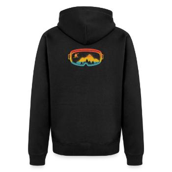 Ski-Brille Snowboarder Vintage Geschenk Berge - Unisex Premium Bio Zip Hoodie - Schwarz - Hinten - Nico (187cm)