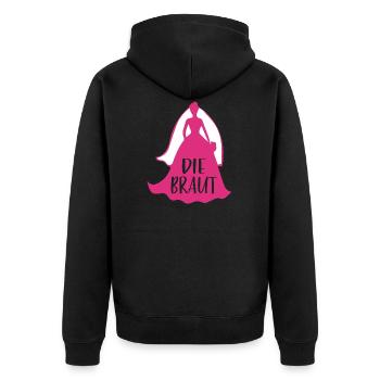 Braut Katze Team Braut Junggesellinnenabschied JGA - Unisex Premium Bio Zip Hoodie - Schwarz - Hinten - Nico (187cm)