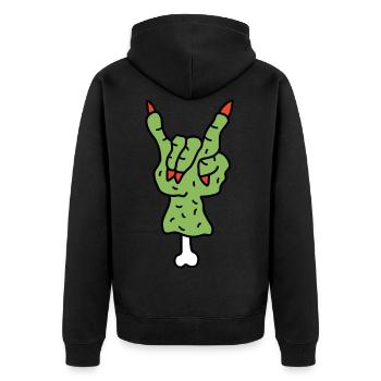 Halloween Zombie Hand Rock - Unisex Premium Organic Zip Hoodie - black - Back - Nico (187cm)