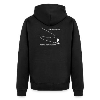 Ich Brauche Keine Abkürzung Tourenski Skitouren - Unisex Premium Bio Zip Hoodie - Schwarz - Hinten - Nico (187cm)