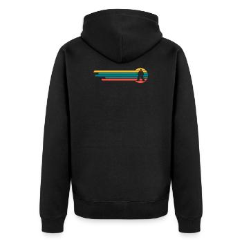 Vintage Retro Eishockey Geschenk Hockey Tormann - Unisex Premium Bio Zip Hoodie - Schwarz - Hinten - Nico (187cm)