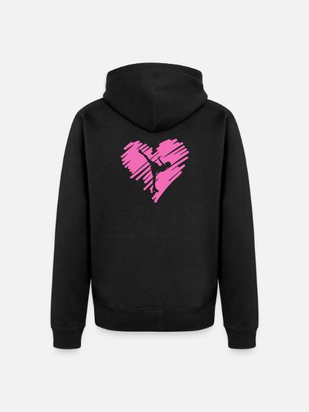 Heart Figure Skating Gift - Unisex Premium Organic Zip Hoodie - black