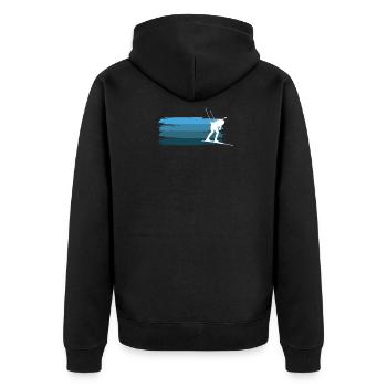 Vintage Biathlon Geschenk Langlaufen - Unisex Premium Bio Zip Hoodie - Schwarz - Hinten - Nico (187cm)