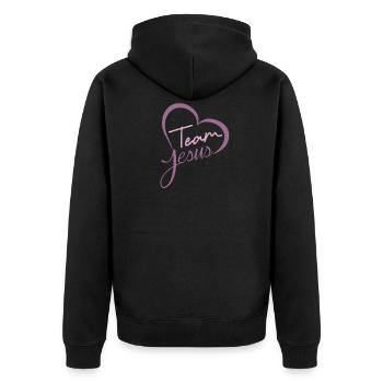 Team Jesus Moderne Jesus Christus Sohn Von Gott - Unisex Premium Bio Zip Hoodie - Schwarz - Hinten - Nico (187cm)