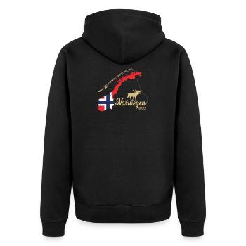 Norway 2022 Fjord Fishing Scandinavia Motifs - Unisex Premium Organic Zip Hoodie - black - Back - Nico (187cm)
