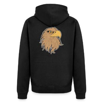 Vogel Fan Raubvogel Adler Falke Bussard Design - Unisex Premium Bio Zip Hoodie - Schwarz - Hinten - Nico (187cm)