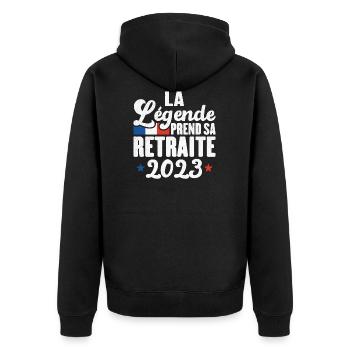 La Légende Prend Sa Retraite 2023 Cadeau - Veste à capuche bio Premium Unisexe - noir - Dos - Nico (187cm)