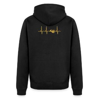 évolution du rythme cardiaque ECG corne Waldhorn - Veste à capuche bio Premium Unisexe - noir - Dos - Nico (187cm)