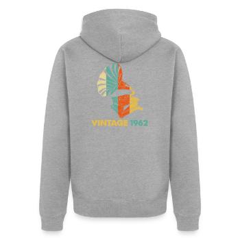Vintage Gramophone 60th birthday 1962 60 years old - Unisex Premium Organic Zip Hoodie - heather grey - Back - Nico (187cm)