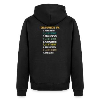 Achterbahn Freizeitpark Geschenk - Unisex Premium Bio Zip Hoodie - Schwarz - Hinten - Nico (187cm)