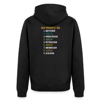 Kegeln Bowling Geschenk - Unisex Premium Bio Zip Hoodie - Schwarz - Hinten - Nico (187cm)