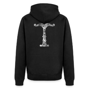 Wikinger-Symbol "Irminsul" - Unisex Premium Bio Zip Hoodie - Schwarz - Hinten - Nico (187cm)