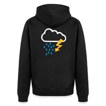 Weather - Thunder Storm - Rain - Unisex Premium Organic Zip Hoodie - black - Back - Nico (187cm)