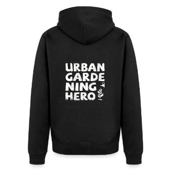 Héros du jardinage urbain - Veste à capuche bio Premium Unisexe - noir - Dos - Nico (187cm)