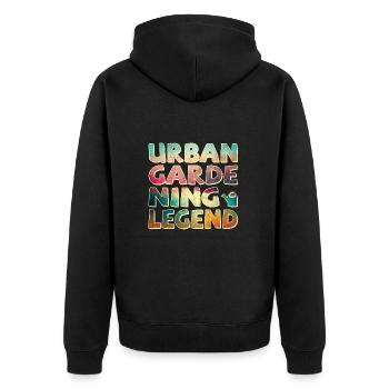 Légende du jardinage urbain - Veste à capuche bio Premium Unisexe - noir - Dos - Nico (187cm)