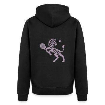 Zebra Tennis Silhouette Minimalistisches Design - Unisex Premium Bio Zip Hoodie - Schwarz - Hinten - Nico (187cm)