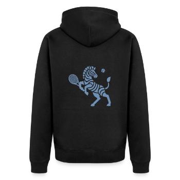 Zebra Tennis Silhouette Minimalistisches Design - Unisex Premium Bio Zip Hoodie - Schwarz - Hinten - Nico (187cm)