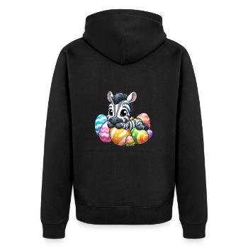 Süßes Osterzebra mit Ei Cartoon - Unisex Premium Bio Zip Hoodie - Schwarz - Hinten - Nico (187cm)