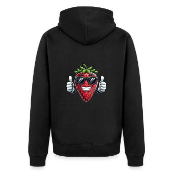 Fruity Strawberry Cool Sunglasses Thumbs Up - Unisex Premium Organic Zip Hoodie - black - Back - Nico (187cm)