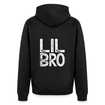 Lil Bro Brother little big brother siblings - Unisex Premium Organic Zip Hoodie - black - Back - Nico (187cm)