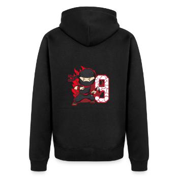 Ninja Fighter Birthday Boy 9 years old Ninjas - Unisex Premium Organic Zip Hoodie - black - Back - Nico (187cm)