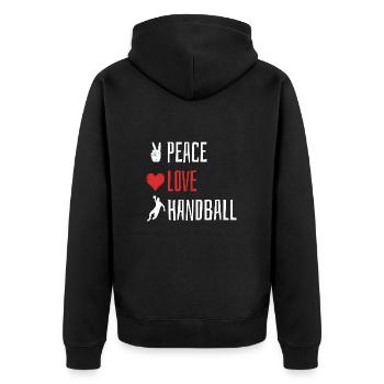 Peace Love Handball - Coeur - Veste à capuche bio Premium Unisexe - noir - Dos - Nico (187cm)