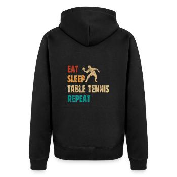 Manger - Dormir - Tennis de table - Répéter - Veste à capuche bio Premium Unisexe - noir - Dos - Nico (187cm)