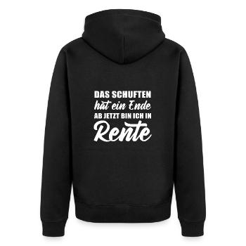 Das Schuften hat ein Ende jetzt bin ich in Rente - Unisex Premium Bio Zip Hoodie - Schwarz - Hinten - Nico (187cm)