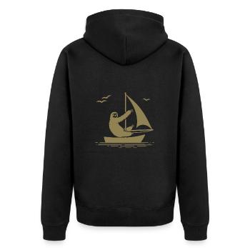 Faultier Segelboot Segeln Minimalistisch - Unisex Premium Bio Zip Hoodie - Schwarz - Hinten - Nico (187cm)