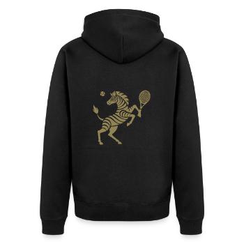 Zebra Tennis Tennisball Balancieren Horn - Unisex Premium Bio Zip Hoodie - Schwarz - Hinten - Nico (187cm)