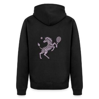 Zebra Tennis Tennisball Balancieren Horn - Unisex Premium Bio Zip Hoodie - Schwarz - Hinten - Nico (187cm)
