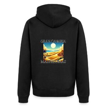 Maspalomas Dunes Beach Desert Gran Canaria - Unisex Premium Organic Zip Hoodie - black - Back - Nico (187cm)