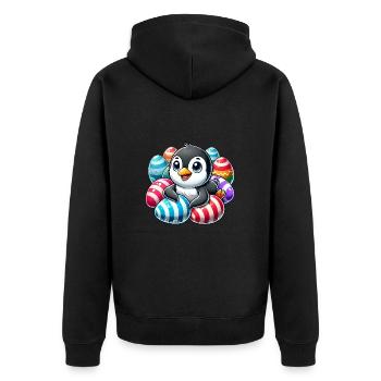 Cute Easter Penguin with Egg Cartoon - Unisex Premium Organic Zip Hoodie - black - Back - Nico (187cm)
