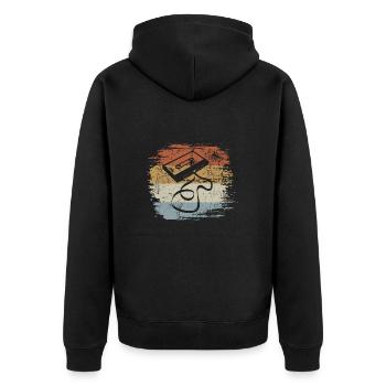 Kassette - Mixtape Audiokassette Magnetband retro - Unisex Premium Bio Zip Hoodie - Schwarz - Hinten - Nico (187cm)