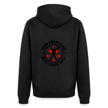 Team Bräutigam Hochzeit - Unisex Premium Bio Zip Hoodie - Schwarz - Hinten - Nico (187cm)