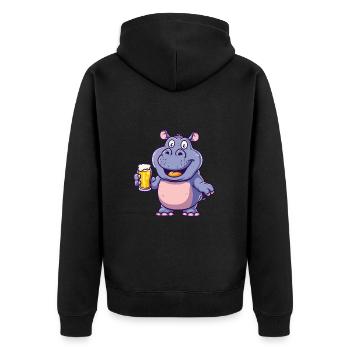 Nilpferd Bier Comic Party - Unisex Premium Bio Zip Hoodie - Schwarz - Hinten - Nico (187cm)