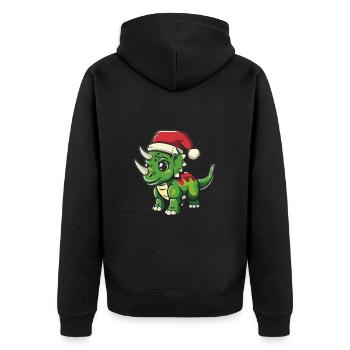 Dinosaure tricératops Noël - Veste à capuche bio Premium Unisexe - noir - Dos - Nico (187cm)