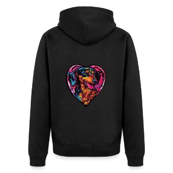 Teckel BlaireauChien Coeur Amour - Veste à capuche bio Premium Unisexe - noir - Dos - Nico (187cm)