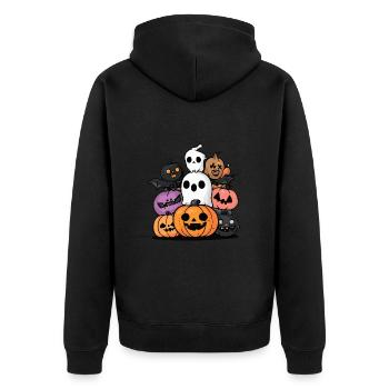 Dessin animé de personnages de fête d’Halloween - Veste à capuche bio Premium Unisexe - noir - Dos - Nico (187cm)