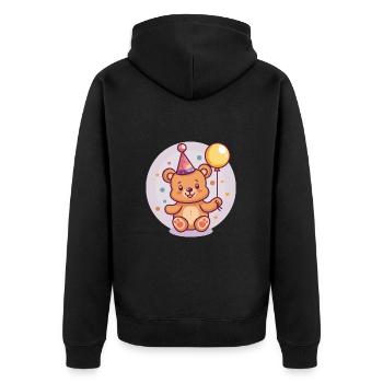 Bande dessinée d’anniversaire d’ours - Veste à capuche bio Premium Unisexe - noir - Dos - Nico (187cm)
