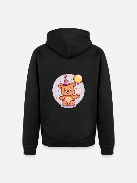 Bear Birthday Comic - Unisex Premium Organic Zip Hoodie - black