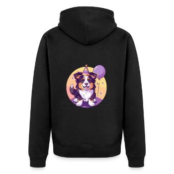 Border Collie Chiens Anniversaire Bande dessinée - Veste à capuche bio Premium Unisexe - noir - Dos - Nico (187cm)