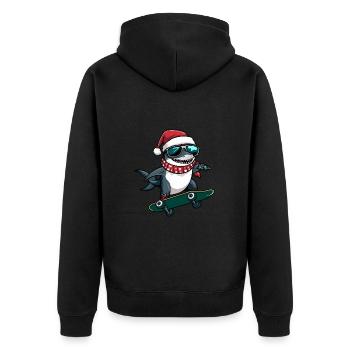 Shark Christmas Funny - Unisex Premium Organic Zip Hoodie - black - Back - Nico (187cm)