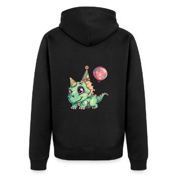dinosaure tricératops anniversaire bébé - Veste à capuche bio Premium Unisexe - noir - Dos - Nico (187cm)
