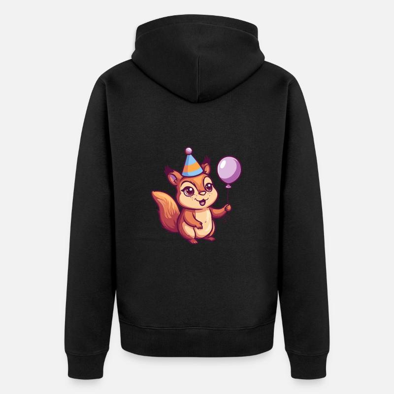 Écureuil Anniversaire Bébé - Veste à capuche bio Premium Unisexe - noir