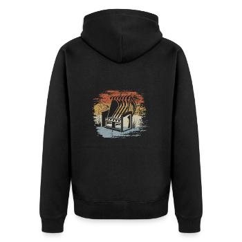 Retro - Vintage - Silhouette Beach Chair - Unisex Premium Organic Zip Hoodie - black - Back - Nico (187cm)